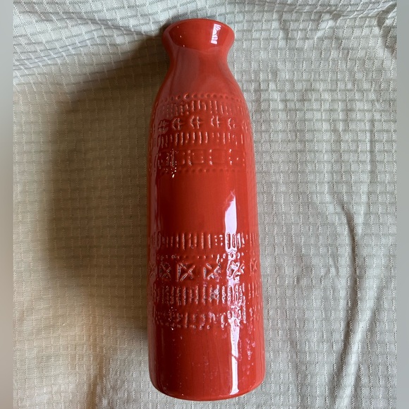 Textured orange vase with pumpkins and wood flowers halloween thanksgiving - Picture 2 of 4